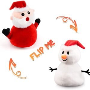 Santa Plush Snowman Plush Toy Reversible Christmas Santa Claus Double Side Stuffed Plushie Soft Doll New Year Birthday Gift for Kids Amazon Platform Banned