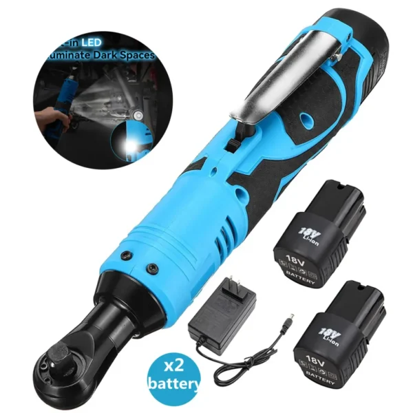 18V Impact Wrench Cordless Rechargeable Electric Wrench 3/8 Inch Right Angle Ratchet Wrenches Impact Driver Power Tool