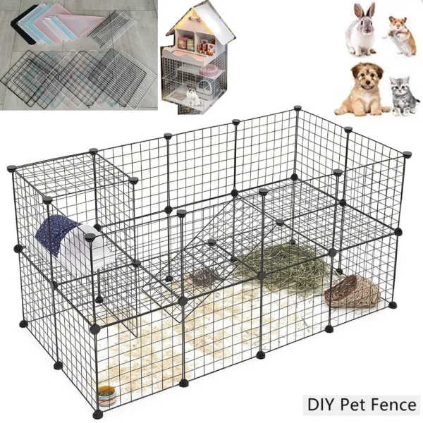 DIY Animal Cage Foldable Pet Dogs Playpen Crate Fence Puppy Kennel House Exercise Training Cage Puppy Kitten Space Dog Supplie