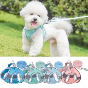 1 Set Pet Harness Buckle Adjustment Mesh Design Breathable Reflective Walking Soft Escape Proof Puppy Chest Strap Pet Supplies