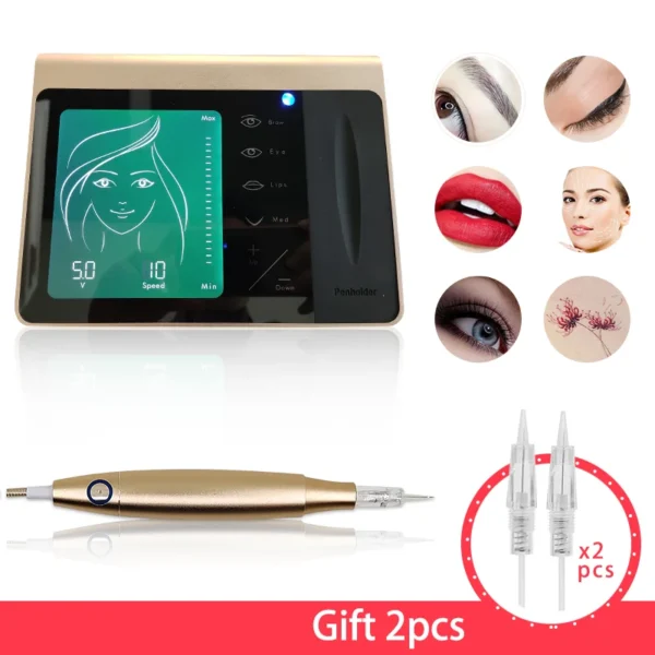 Permanent Makeup Machine Kit NEW Touch Screen for Eyebrow Lip Eyeliner Machine With 2pcs Cartridge Neeldes Rechargeable Battery