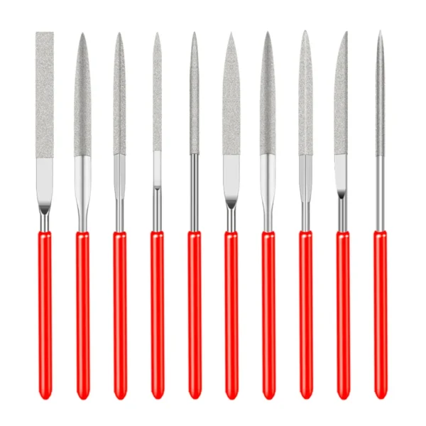 10Pcs Diamond Needle File Set 3x140mm Mini Needle File Kit For Stone Glass Metal Carving Craft Hand Tools Needle File Set