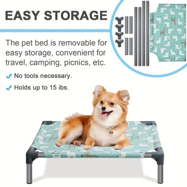 Detachable Dog Hammock Bed With Washable Bed Mat, Comfortable Moisture Proof Raised Dog Bed With Non slip Bottom,Rectangle Elev - Image 4