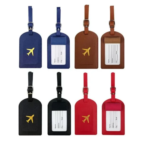 Women Men PU Leather Luggage Tag Suitcase Identifier Label Baggage Boarding Bag Tag Name ID Address Holder Travel Accessories