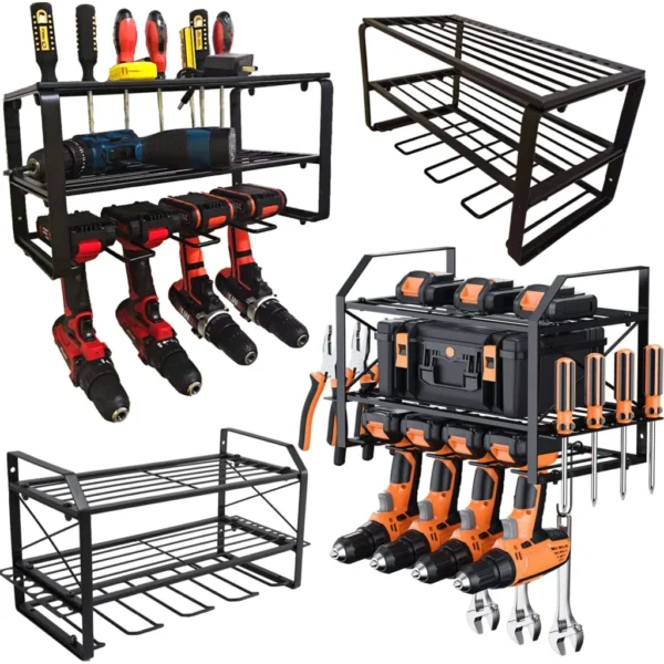 Hand Power Tool Organizer Rack 3 Layers Wall Mount Workshop Garage Mobile Tool Shelf Heavy Duty Electric Drill Tool Holder