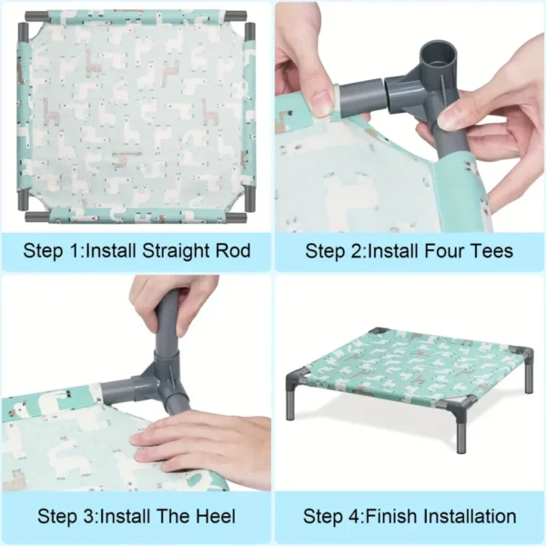 Detachable Dog Hammock Bed With Washable Bed Mat, Comfortable Moisture Proof Raised Dog Bed With Non slip Bottom,Rectangle Elev - Image 5