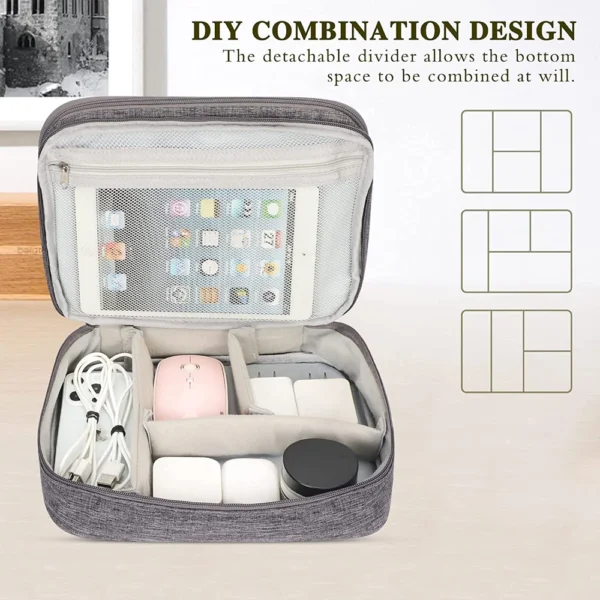 Travel Cable Organizer Bag Three-Layer Electronics Accessories Cable Bag for Cables Chargers iPad Phone SD Card Wires Cords - Image 4