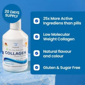 Swedish Nutra - Hydrolyzed Marine Collagen Liquid Supplement - Pack of 500 ml
