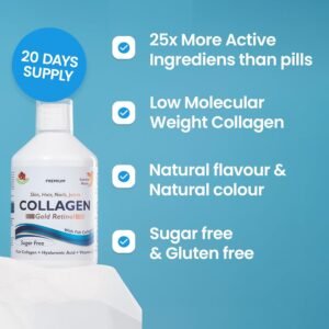 Swedish Nutra - 12,500 mg Hydrolyzed Marine Collagen & Gold Retinol Liquid Supplement