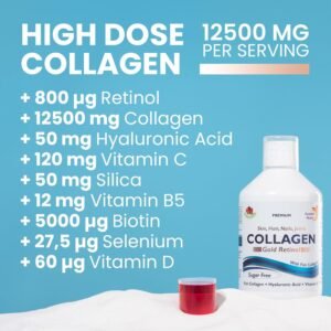 Swedish Nutra - 12,500 mg Hydrolyzed Marine Collagen & Gold Retinol Liquid Supplement