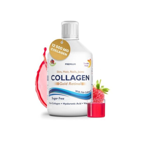 Swedish Nutra - 12,500 mg Hydrolyzed Marine Collagen & Gold Retinol Liquid Supplement