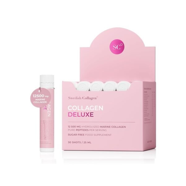 Swedish Collagen Deluxe | 12,500 mg Hydrolysed Marine Collagen Liquid Supplement - 30 x 25 ml Daily Shots